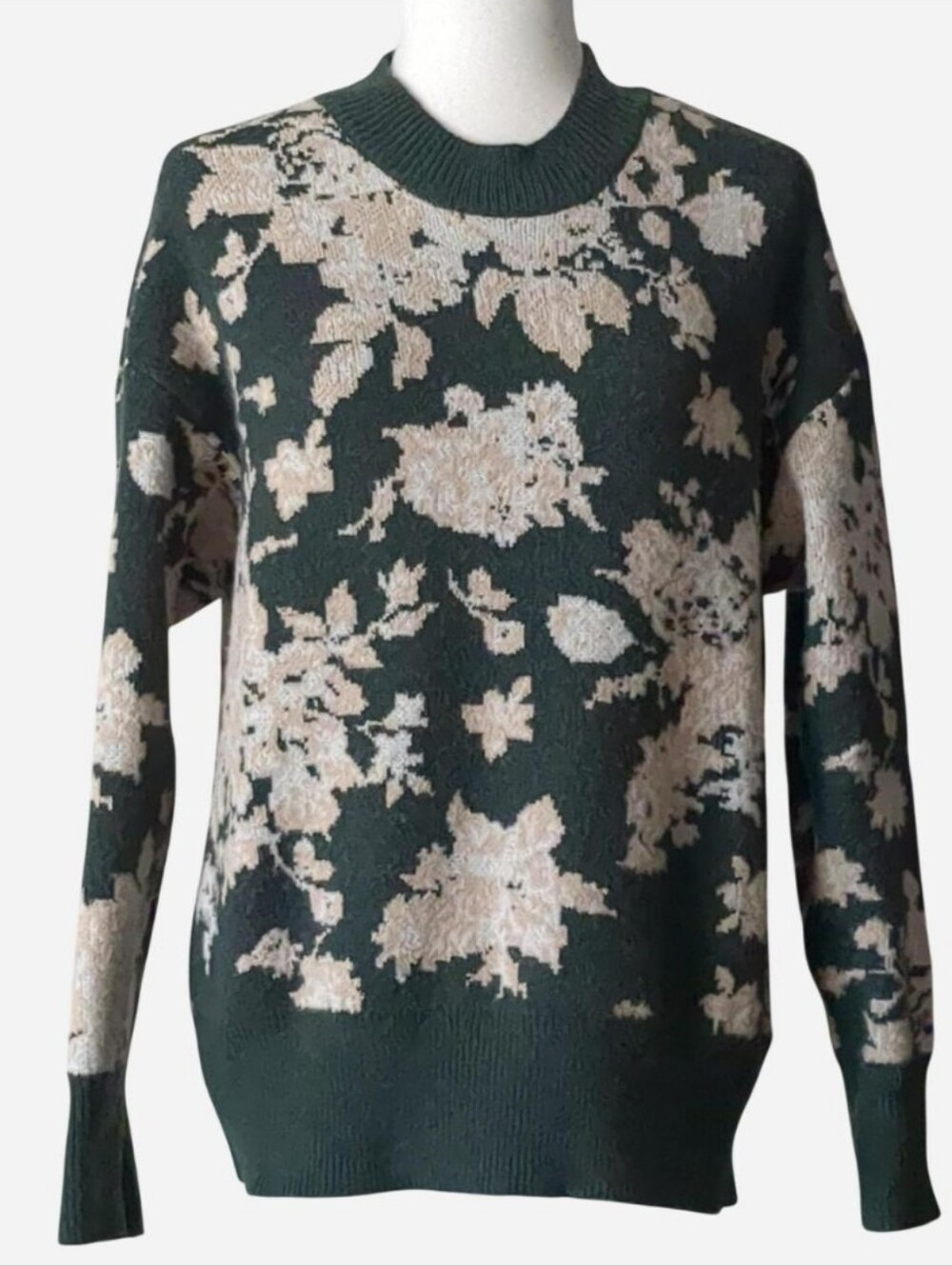 ✨ COZY CORE ✨ Dark Forest Floral Jacquard Knit Sweater | Size M
